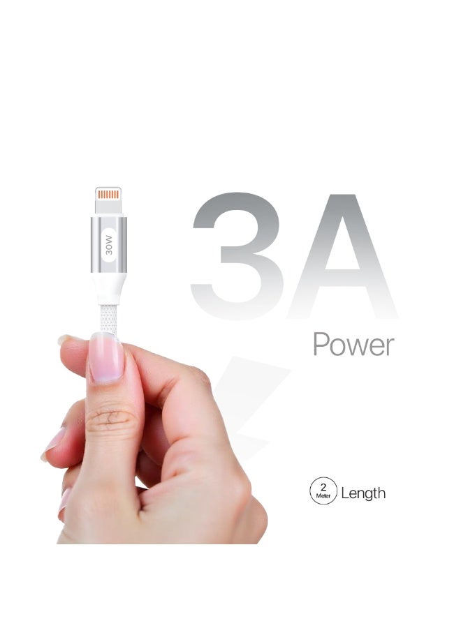 Lycka P Cord XTRA30 30W USB-C to Lightning Fast Charging & Data Sync Cable (2-Meter, White) - Image 3